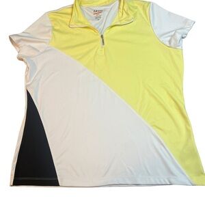 Izod Women's Yellow, White, and Black Short Sleeve Top